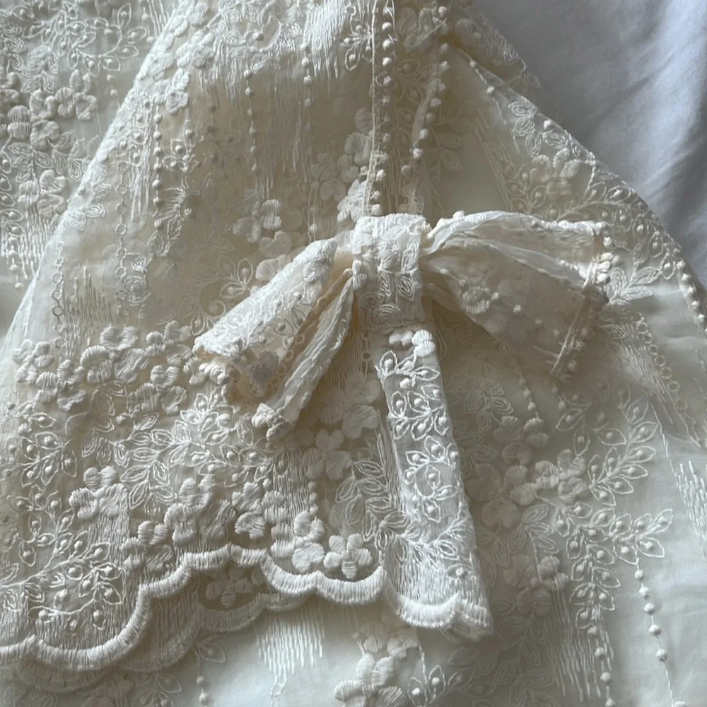 Sheer floral blouse off white quarter sleeves - Picture 9 of 13